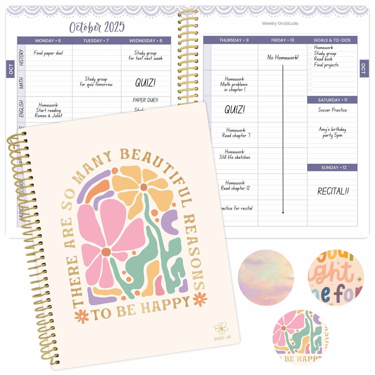 bloom daily planners 2025-26 Academic Soft Cover Daisy Student Planner, 7" x 9", So Many Reasons to be Happy